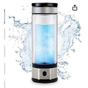 Hydrogen Rich Water Ionizer Cup, USB Rechargeable- Glass Bottle- 350ml
